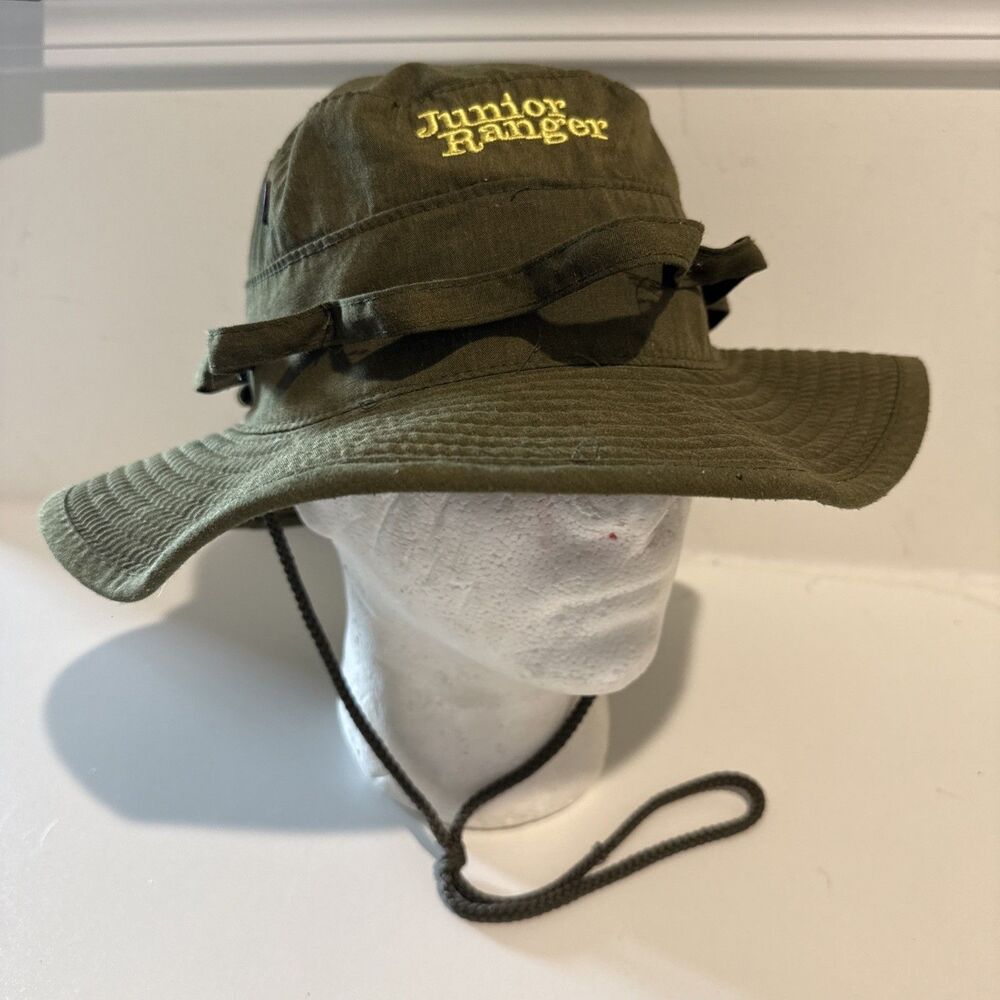 Junior Ranger Bucket Hat Youth Size 7 1/2 58 cm Green Adjustable Drawstring Cap